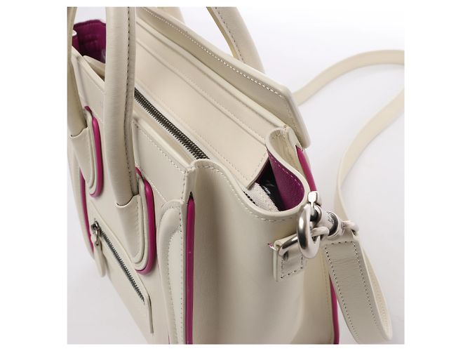 Céline Borsa a mano 2Way Celine Luggage Nano in pelle Beige x Purple - vista 4