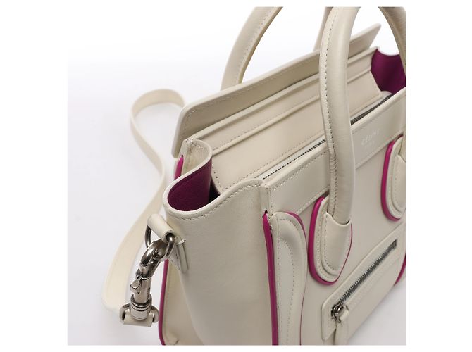 Céline Borsa a mano 2Way Celine Luggage Nano in pelle Beige x Purple - vista 5