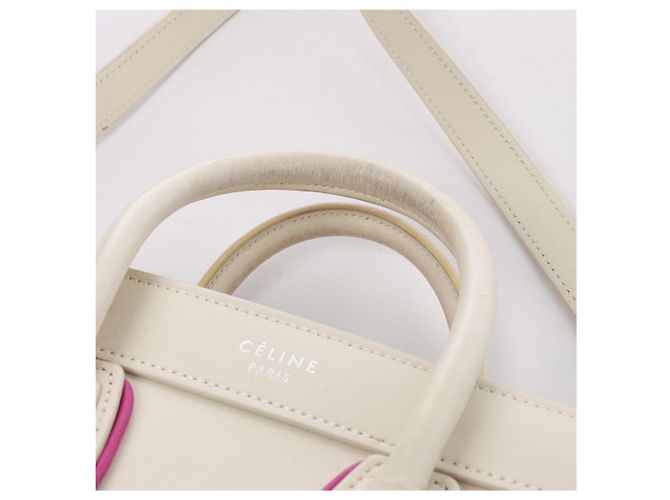 Céline Borsa a mano 2Way Celine Luggage Nano in pelle Beige x Purple - vista 7