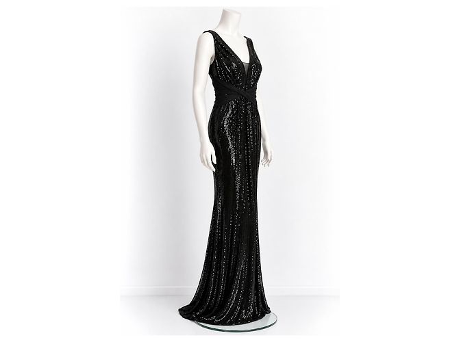 Vera Wang Abito da Sera in Paillettes Nere Nero - vista 2