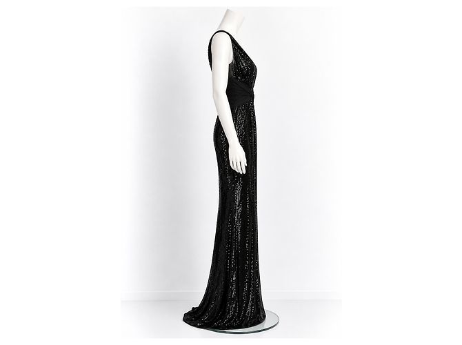 Vera Wang Abito da Sera in Paillettes Nere Nero - vista 3