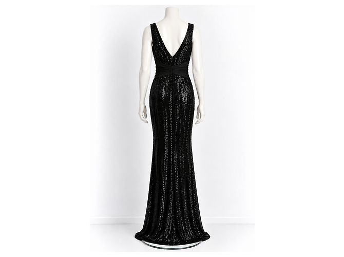 Vera Wang Abito da Sera in Paillettes Nere Nero - vista 4