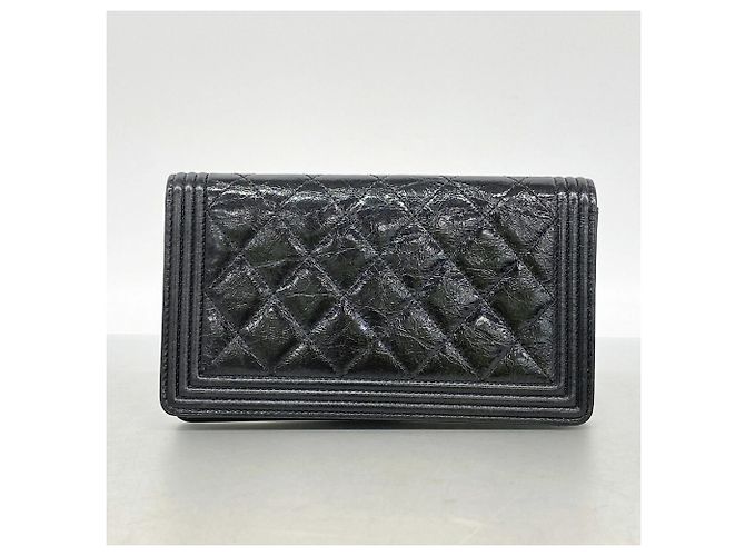 Cartera larga de piel Chanel Boy Negro - vista 8