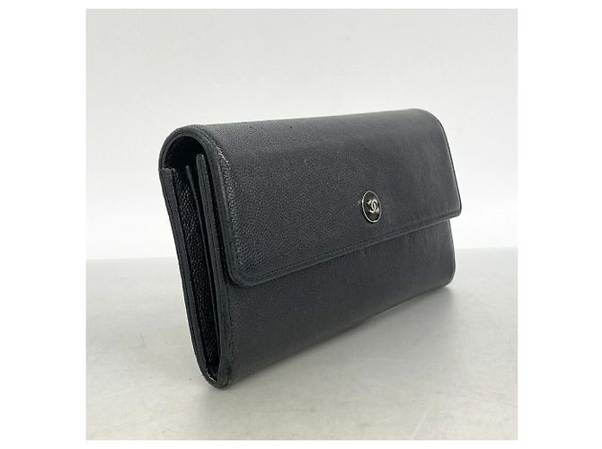 Cartera larga Chanel de piel de becerro granulada negra - vista 2