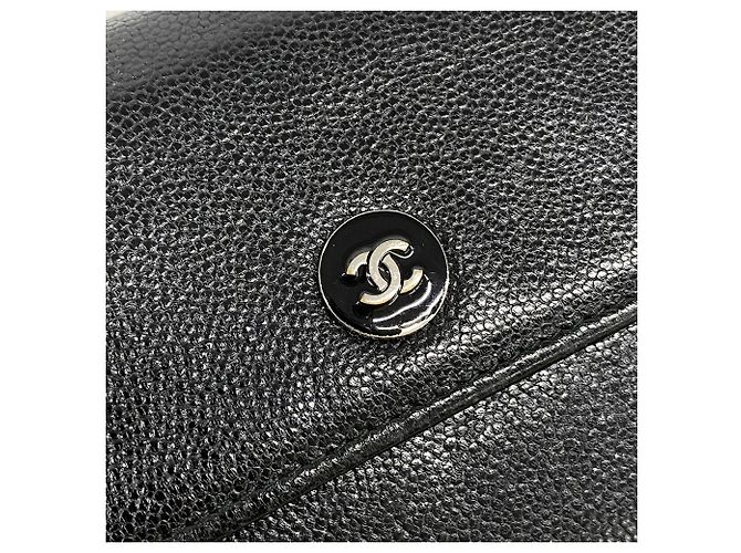Cartera larga Chanel de piel de becerro granulada negra - vista 7