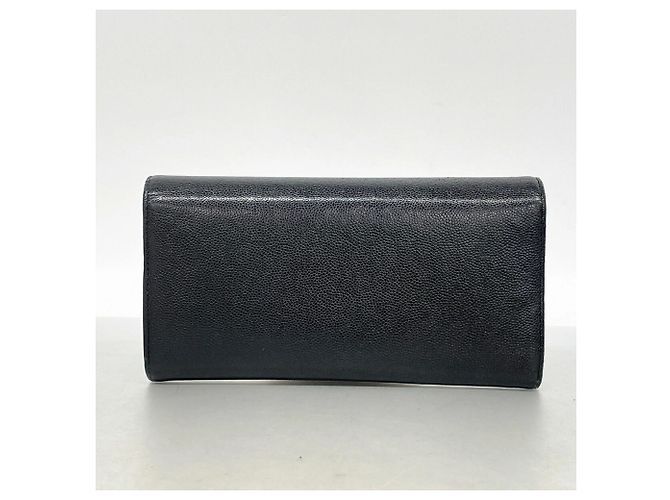 Cartera larga Chanel de piel de becerro granulada negra - vista 8