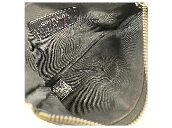 Portamonete Chanel in pelle di vitello granulata nera - vista 3