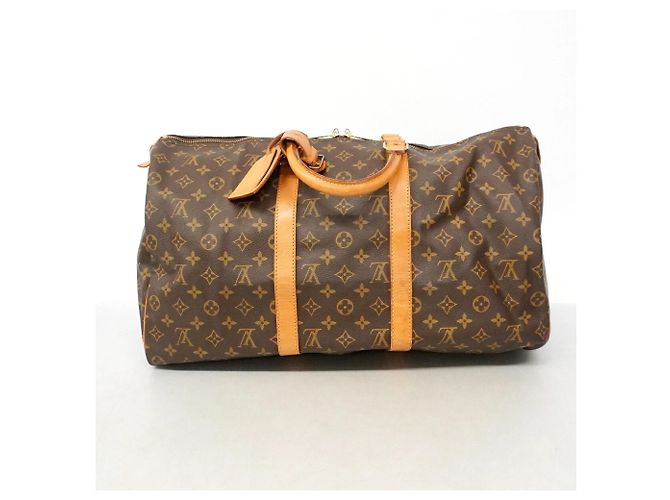 Sac Louis Vuitton Boston Monogram Keepall 50 Marron - vue 11
