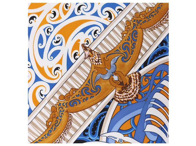 Hermès Carré 90 "Kawaora" Pañuelo de seda Azul - vista 12