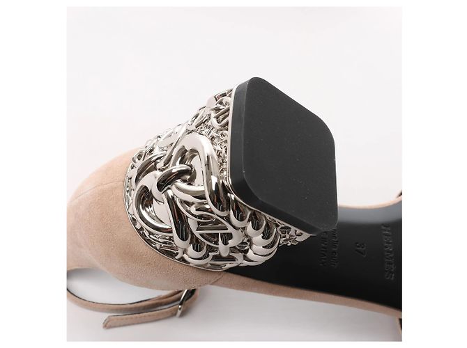 Hermès Sandali HERMES Glam Chaîne d'Ancre in camoscio Beige, Taglia 37 EU - vista 12