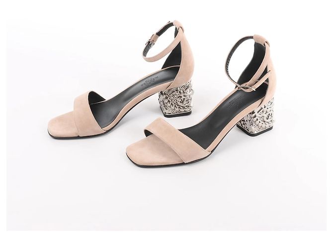Hermès Sandali HERMES Glam Chaîne d'Ancre in camoscio Beige, Taglia 37 EU - vista 2