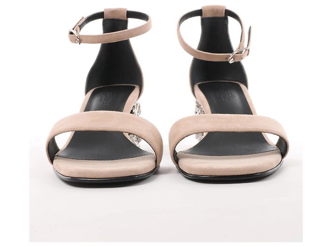 Hermès Sandali HERMES Glam Chaîne d'Ancre in camoscio Beige, Taglia 37 EU - vista 6