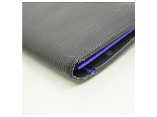 Brazza Portafoglio lungo Louis Vuitton Epi Monogram Eclipse Nero Blu - vista 6