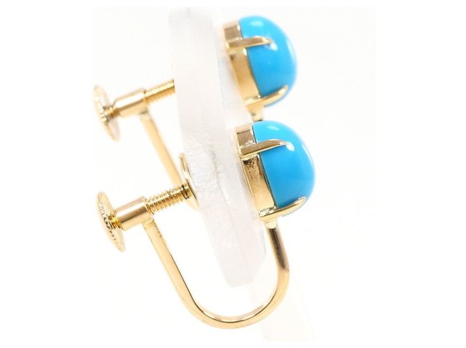 Autre Marque Orecchini a clip in oro giallo 18K con turchese - vista 2