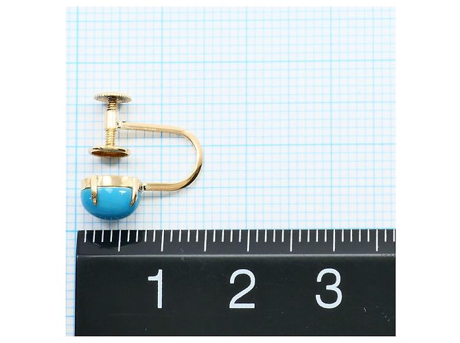 Autre Marque Orecchini a clip in oro giallo 18K con turchese - vista 3