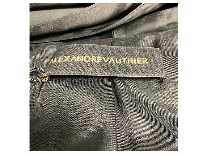 Alexandre Vauthier Mini-Cocktailkleid aus Wolle im Smoking-Stil mit schwarzem Satinbesatz - Ansicht 4