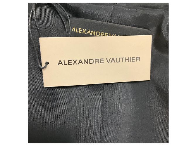 Alexandre Vauthier Mini-Cocktailkleid aus Wolle im Smoking-Stil mit schwarzem Satinbesatz - Ansicht 5