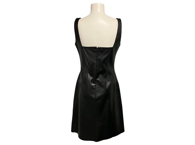 Loewe Vintage ärmelloses Leder-Midikleid in Schwarz - Ansicht 3