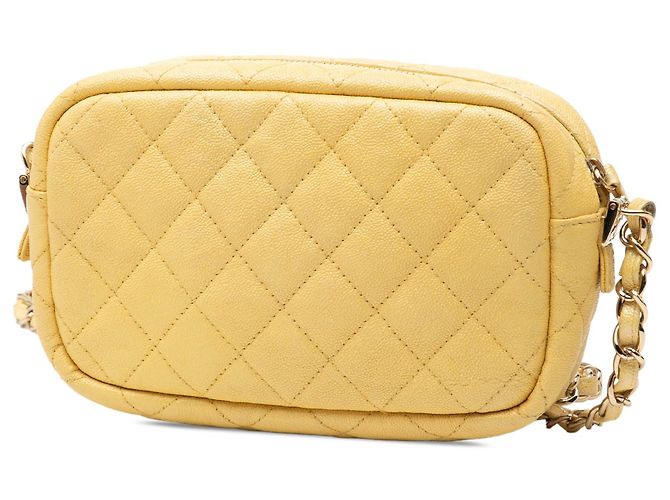 Bolso bandolera Chanel Mini Quilted Iridescent Caviar Camera Case Amarillo - vista 2