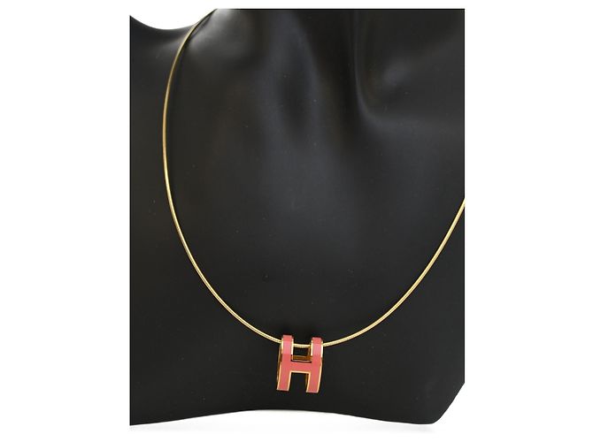 Collana con pendente Mini Pop H in smalto placcato oro Gold Hermès D'oro - vista 3