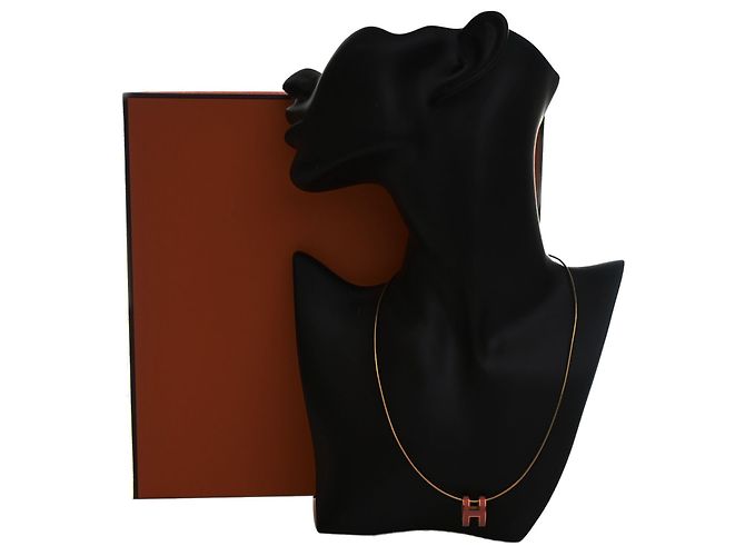 Collana con pendente Mini Pop H in smalto placcato oro Gold Hermès D'oro - vista 4