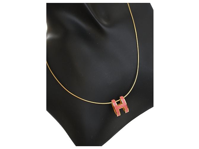 Collana con pendente Mini Pop H in smalto placcato oro Gold Hermès D'oro - vista 6