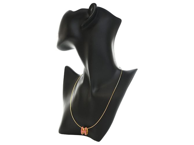 Collana con pendente Mini Pop H in smalto placcato oro Gold Hermès D'oro - vista 8