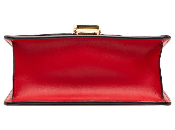 Borsa Red Gucci Mini Calfskin Web Sylvie Chain Satchel Rosso - vista 3
