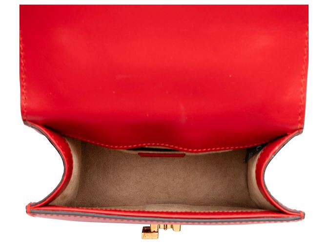 Borsa Red Gucci Mini Calfskin Web Sylvie Chain Satchel Rosso - vista 4