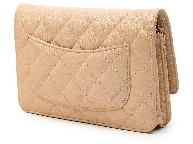 Borsa a tracolla Chanel CC Quilted Caviar Wallet on Chain Beige - vista 2
