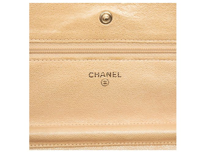 Borsa a tracolla Chanel CC Quilted Caviar Wallet on Chain Beige - vista 5