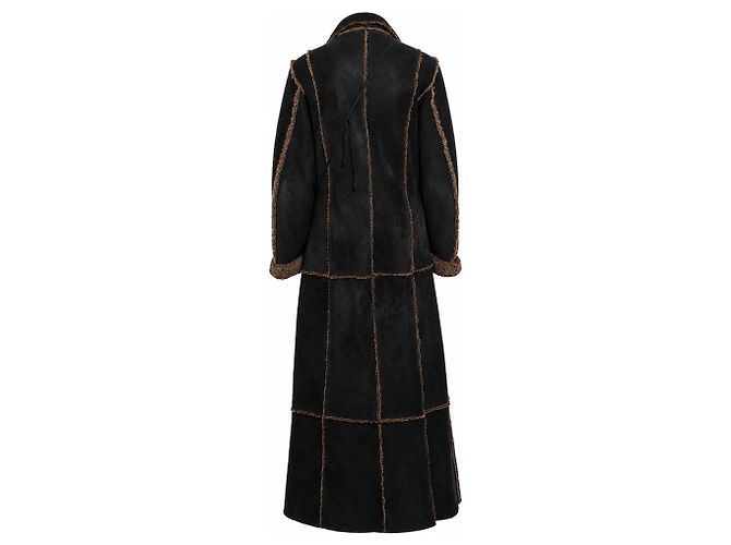 Ann Demeulemeester, casaco maxi de pele de carneiro castanho Marrom - vista 3