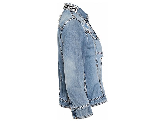 Dolce & Gabbana, jaqueta de denim distressed com strass - vista 3