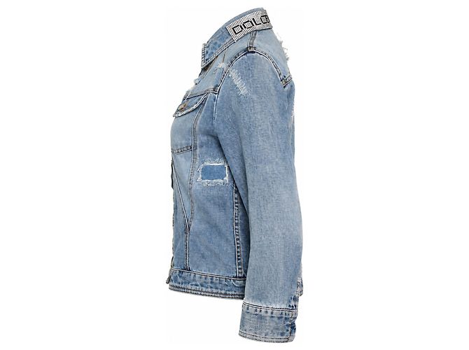 Dolce & Gabbana, jaqueta de denim distressed com strass - vista 5