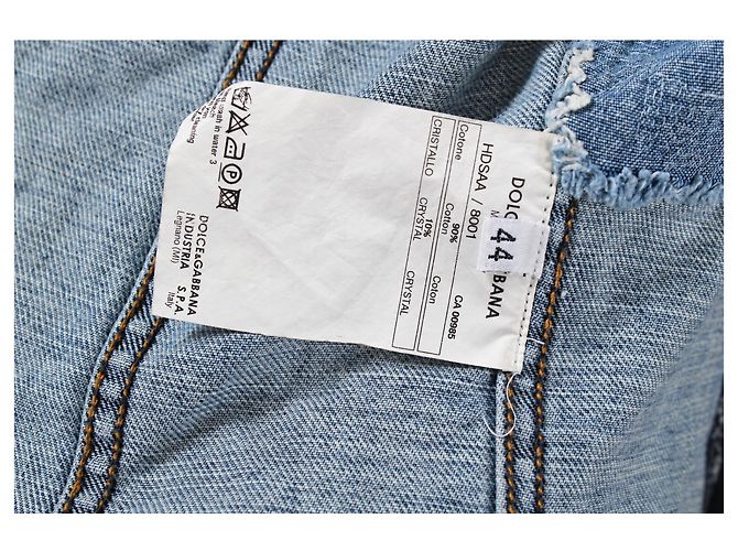 Dolce & Gabbana, jaqueta de denim distressed com strass - vista 8