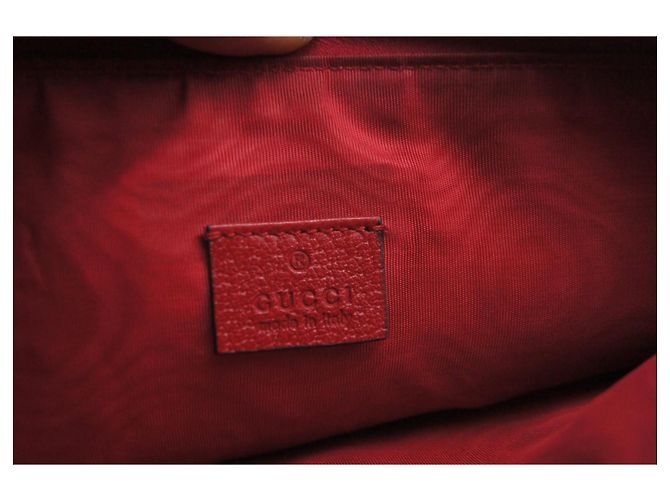 Pochette Gucci a righe in tela e pelle Bianco Rosso Blu Multicolore - vista 7