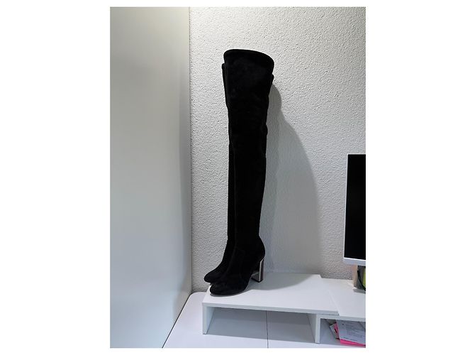 Christian Dior Overknee-Stiefel Schwarz Wildleder Gr. 37 - Ansicht 4