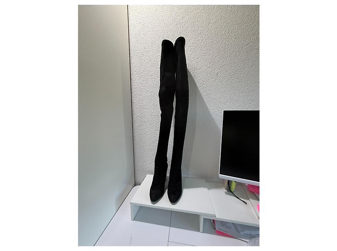 Christian Dior Overknee-Stiefel Schwarz Wildleder Gr. 37 - Ansicht 5