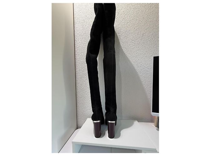 Christian Dior Overknee-Stiefel Schwarz Wildleder Gr. 37 - Ansicht 9
