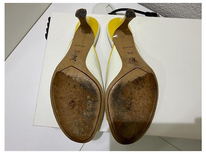 Mules con Tacco Louis Vuitton Patent Floral Bianco Beige - vista 13