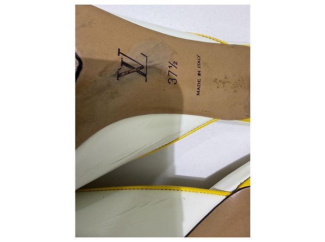 Mules con Tacco Louis Vuitton Patent Floral Bianco Beige - vista 14