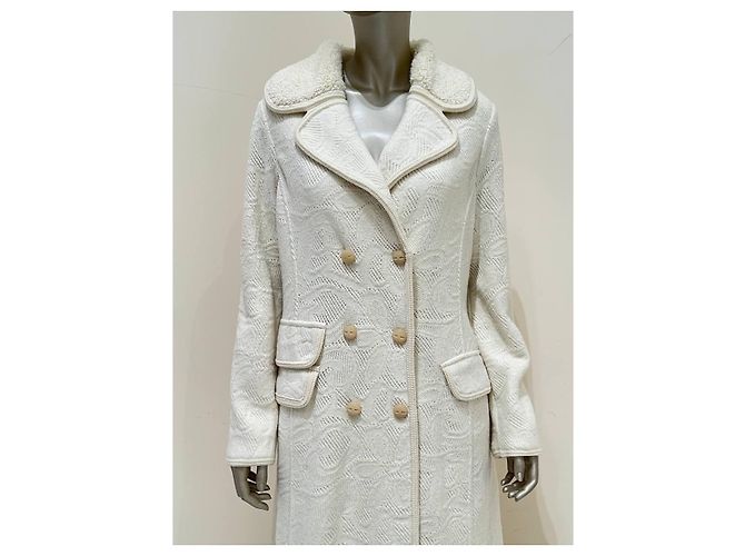 Manteau Ermanno Scervino en laine, mohair et soie blanc Taille IT 48 d'occasion - vue 2