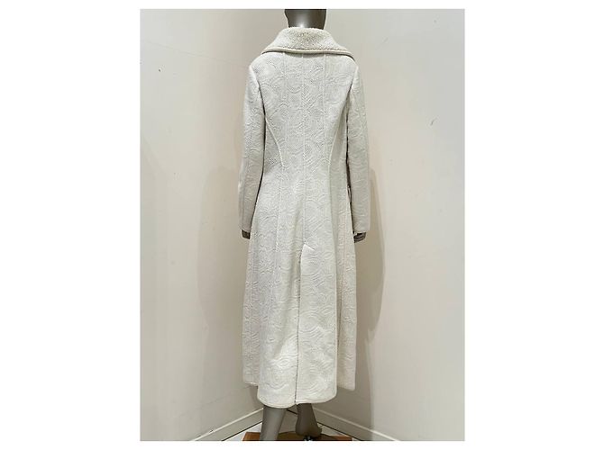 Manteau Ermanno Scervino en laine, mohair et soie blanc Taille IT 48 d'occasion - vue 3