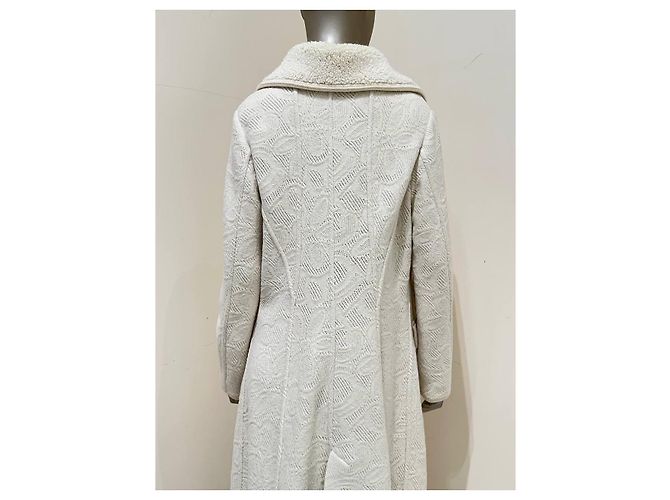 Manteau Ermanno Scervino en laine, mohair et soie blanc Taille IT 48 d'occasion - vue 4