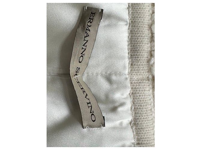 Manteau Ermanno Scervino en laine, mohair et soie blanc Taille IT 48 d'occasion - vue 5