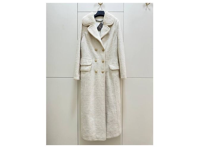 Manteau Ermanno Scervino en laine, mohair et soie blanc Taille IT 48 d'occasion - vue 8