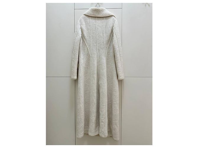 Manteau Ermanno Scervino en laine, mohair et soie blanc Taille IT 48 d'occasion - vue 9