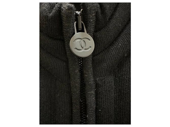 Chanel Strickweste aus schwarzer Wolle - FR 38 gebraucht - Ansicht 3