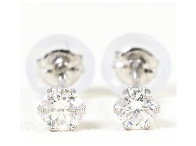 Autre Marque Pendientes de botón de platino y diamantes - vista 2