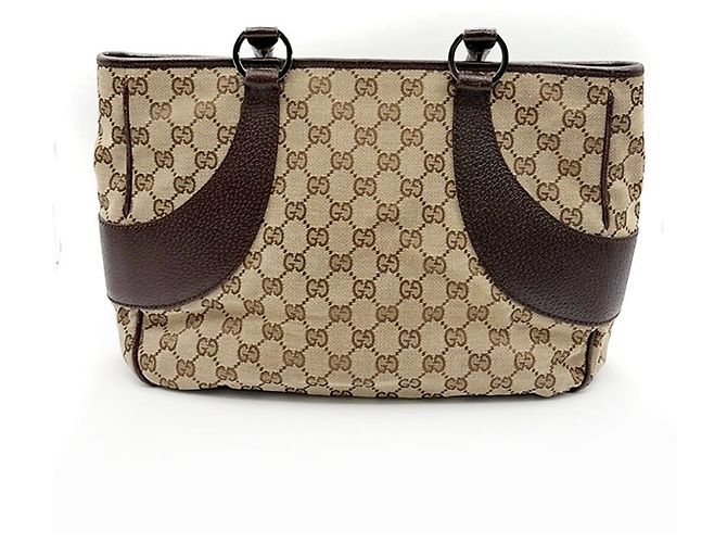 Gucci Vintage Ring Tote GG Canvas mit Leder medium - Ansicht 2